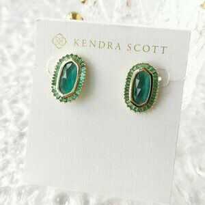 Kendra Scott - Baguette Ellie Gold Green Mix Stud Earrings - new